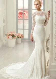 Lengan Panjang Mermaid Lace Wedding Dress