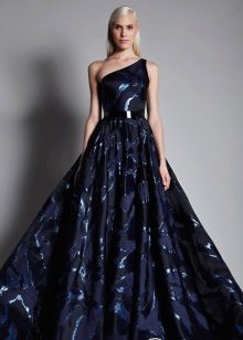 Vestido de noite preto e azul magnífico