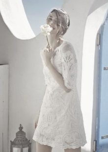 فستان الزفاف الدانتيل قصيرة مستقيمة