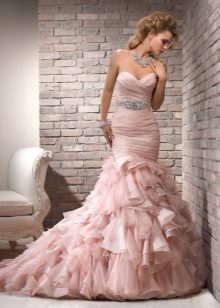 Vestido de noiva sereia em rosa