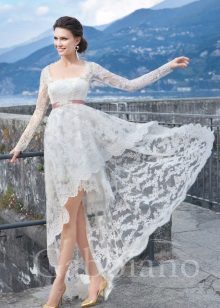 Aukštos žemos vestuvių suknelė iš Venecijos iš Gabbiano