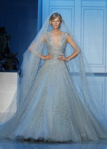 Rochie de mireasă albastră de Elie Saab