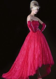 Gaun pengantin merah pendek depan belakang panjang