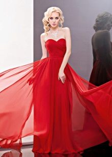 Червена сватбена рокля направо