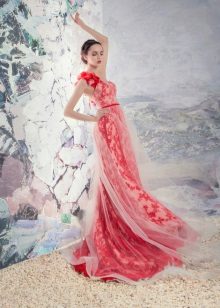 Vestido de novia de encaje rojo