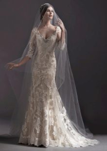 Mermaid Wedding Dress Dengan Sleeve Lace Ivory