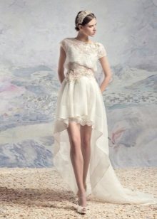 שמלת חתונה קצרה שרוול קצר