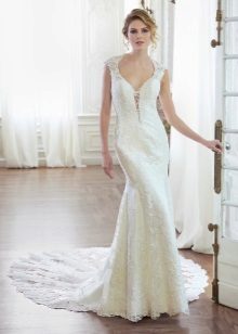 Elegante vestido de novia de encaje recto
