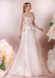 Gaun pengantin yang elegan dengan basque a-siluet