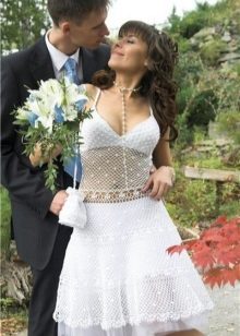 Плетена сватбена рокля за плетене на една кука