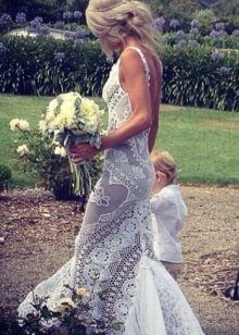 Плетена сватбена рокля плетена направо