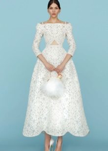 Hvit Midi Lace Wedding Dress