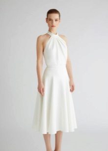 Baltos midi šifono suknelė