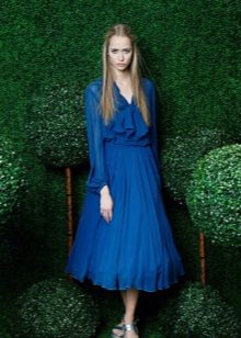 Mėlyna šifono suknelė