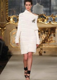 White knitted winter dress
