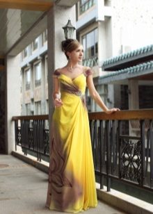Καφέ-κίτρινο φόρεμα