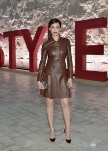 Brown leather dress