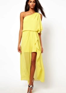 Krátké žluté šifónové šaty