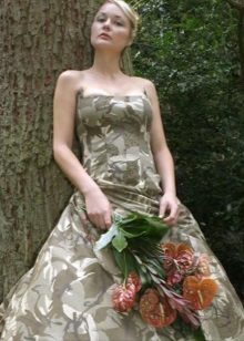 Сватбена рокля с камуфлажен печат