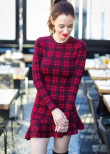 Warm Red Checked Dress