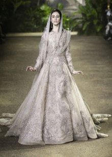 A-Silhouette vestuvių nėrinių suknelė