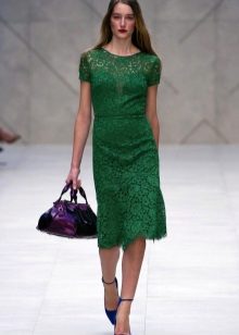 Smaragdové krajky Midi šaty