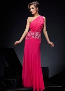 Lange roze viscose jurk