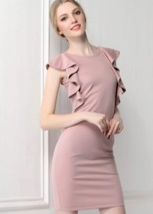 Dress with small ruffles on the shoulder