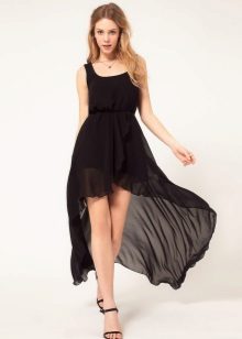 Black summer dress with a train