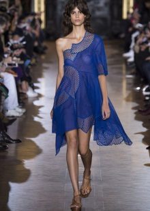 Blue dress-net sa isang balikat