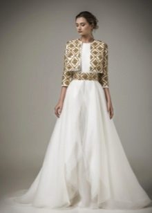 فستان زفاف الباروك مع حزام الذهب