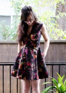 Bomuld afslappet kjole til sommeren med blomstretryk