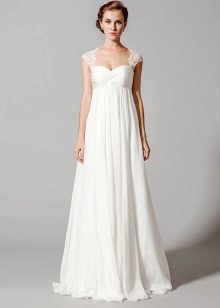 High-waisted wedding dress na may straps