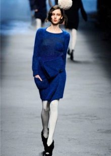 Blue knit dress