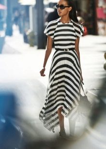 Knitted summer dress with stripes