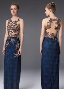 Dress with open back decorated with a pattern