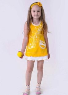 Trikotažinė vasaros suknelė mergaitei geltona
