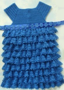 Elegant blå kjole med ruffles for jenter 4-5 år