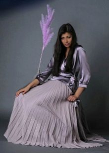 jupe longue plissée lilas