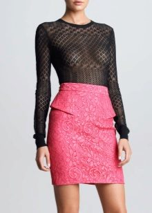 Lace Pencil Skirt with Belt