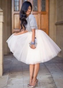 Multi-layered white tulle skirt
