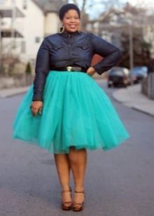Layered turquoise tulle skirt