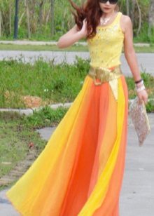 chiffong kjol med gradientfärger