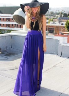 violetinė šifono supjaustyta sijonas
