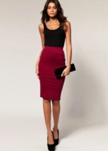 red wine pencil skirt