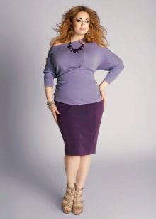 falda lápiz morado para mujeres obesas