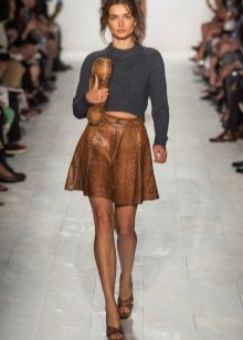 brun läder kjol