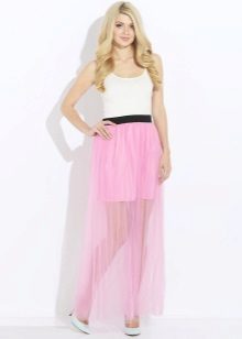 švelnus rožinis sijonas su elastinga