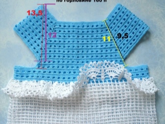 Voorbeeld van de berekening van het armsgat voor een elegante jurk voor een meisje van 4-5 jaar oud, gehaakt