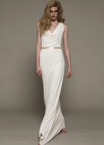 Gaun pengantin dalam gaya Yunani dengan bahagian atas percuma